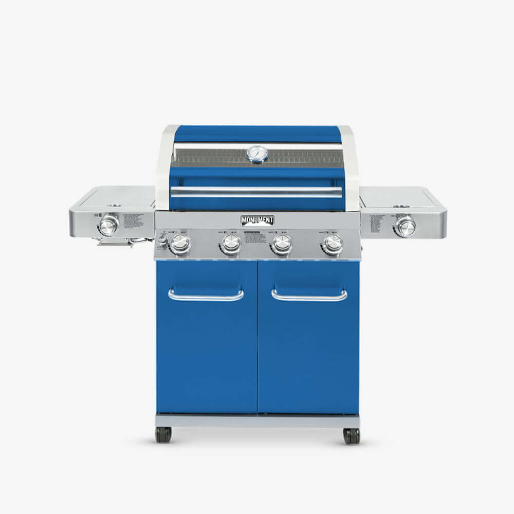 Monument Grills 35633B 4-Burner Matte Blue Propane Gas Grill with Infrared Sear Zone view 1