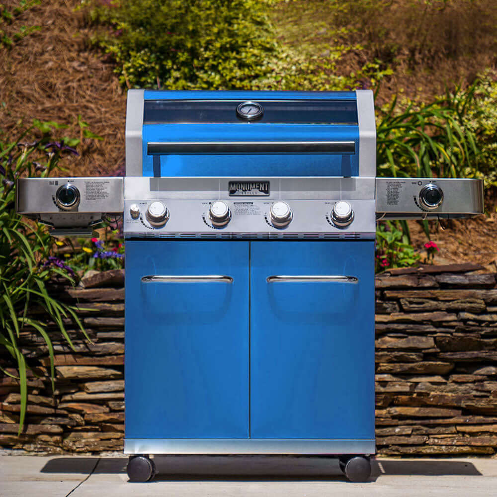 Monument Grills 35633B 4-Burner Matte Blue Propane Gas Grill with Infrared Sear Zone view 2