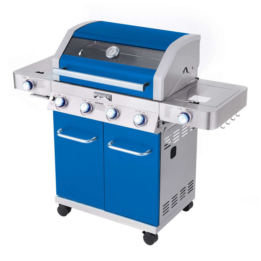 Monument Grills 35633B 4-Burner Matte Blue Propane Gas Grill with Infrared Sear Zone view 7