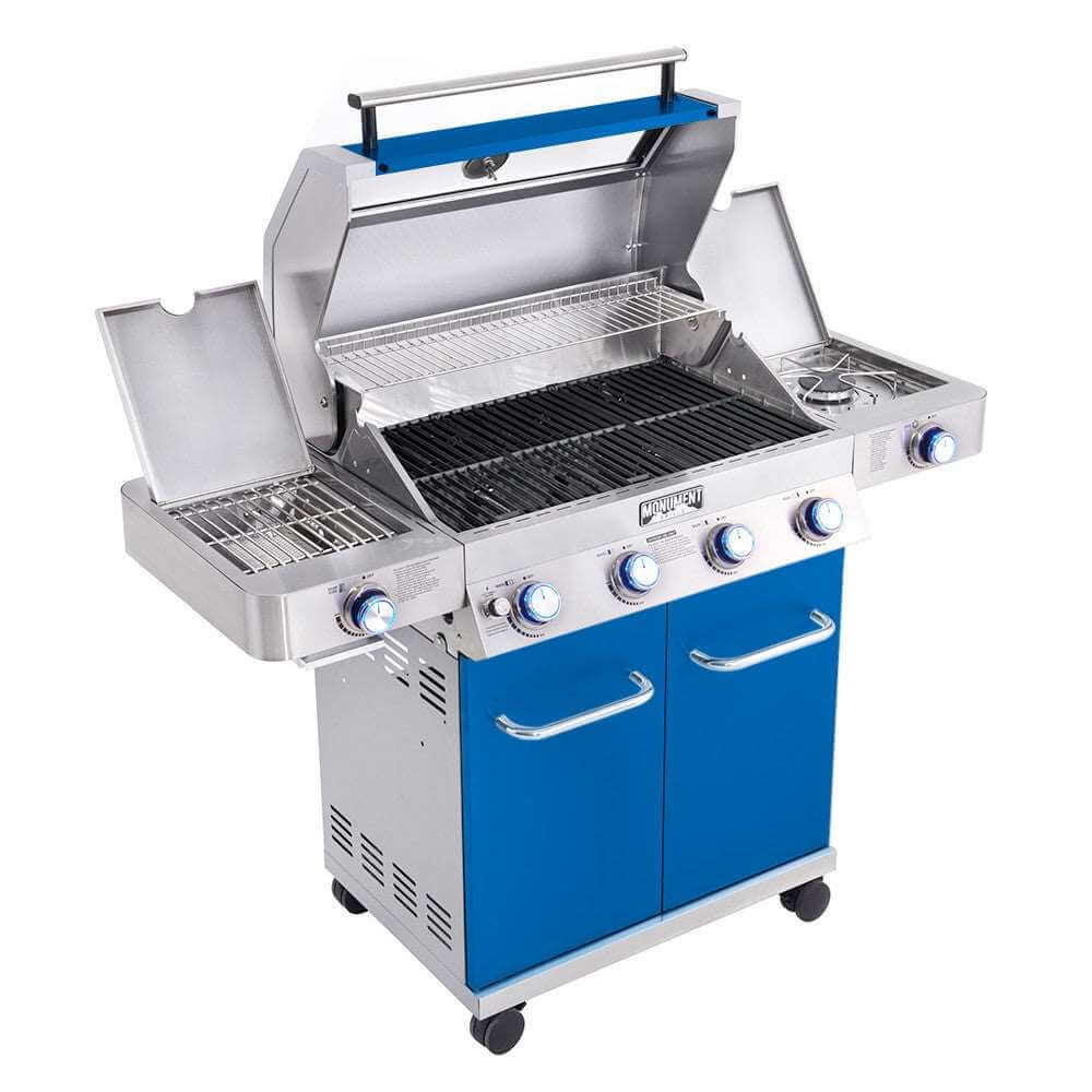 Monument Grills 35633B 4-Burner Matte Blue Propane Gas Grill with Infrared Sear Zone view 8