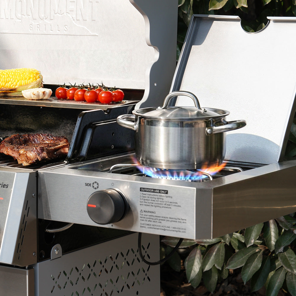 Monument Grills Mesa II 415BZ 4-Burner Stainless Propane Gas Grill with Broil Zone and Side Burner view 7