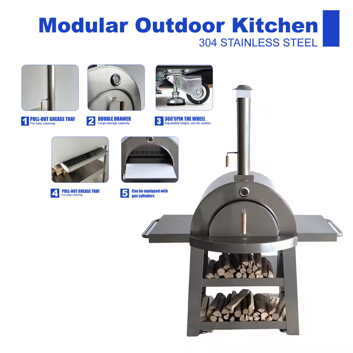 Vita Forno FornoDiCasa Stainless Steel Wood-Fired Pizza Oven view 4
