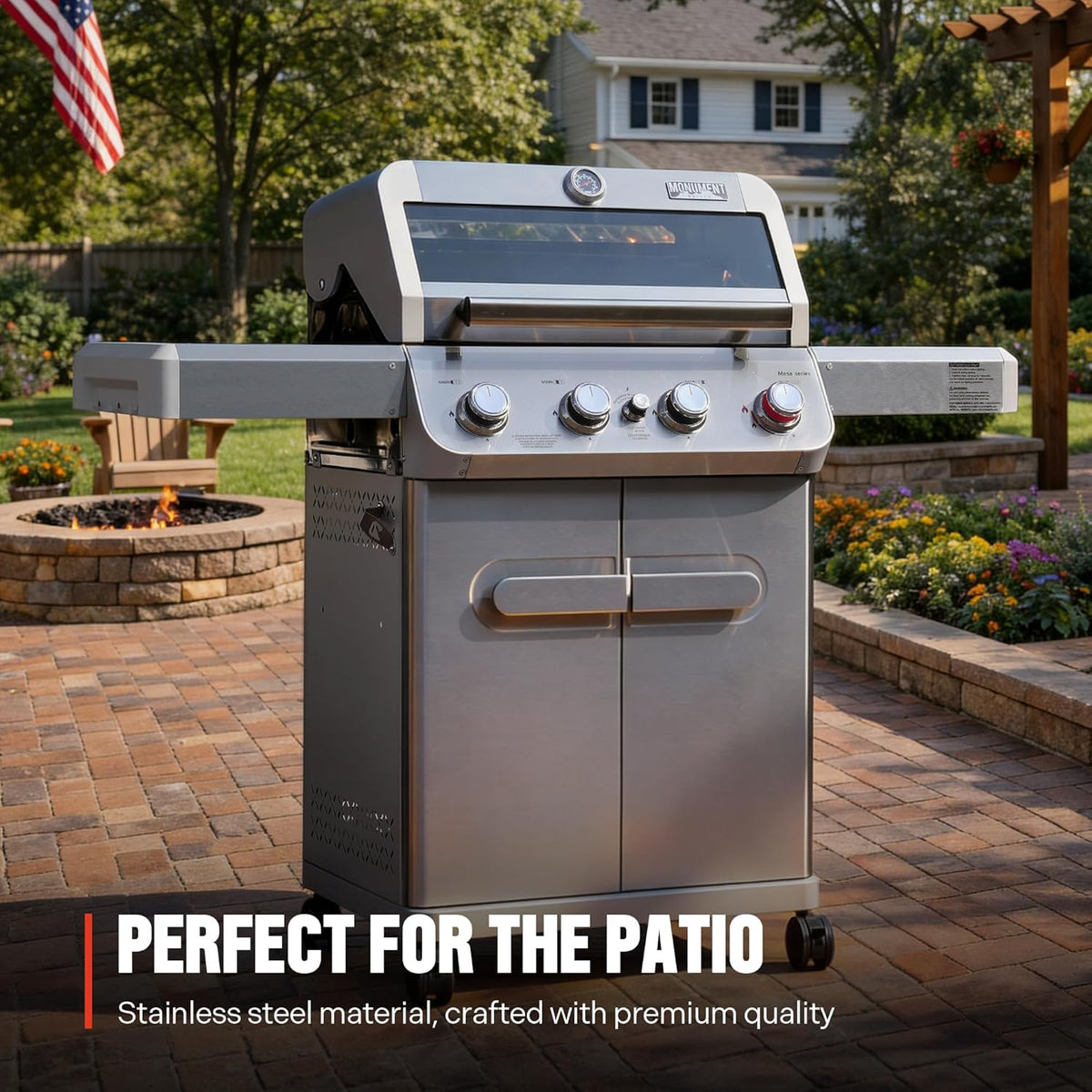 Monument Grills Mesa 410MBZ 4-Burner Stainless Propane Gas Grill with Broil Zone view 2