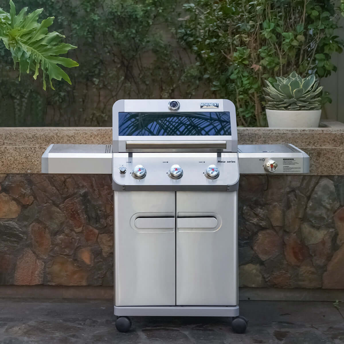 Monument Grills Mesa 305 3-Burner Stainless Propane Gas Grill with Side Burner view 2