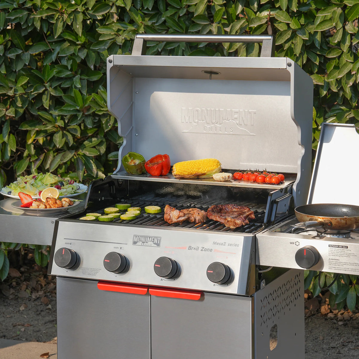 Monument Grills Mesa II 415BZ 4-Burner Stainless Propane Gas Grill with Broil Zone and Side Burner view 3
