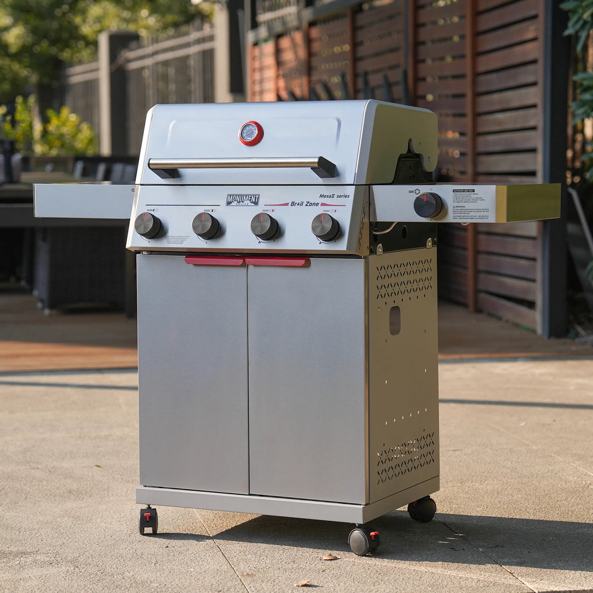 Monument Grills Mesa II 415BZ 4-Burner Stainless Propane Gas Grill with Broil Zone and Side Burner view 2
